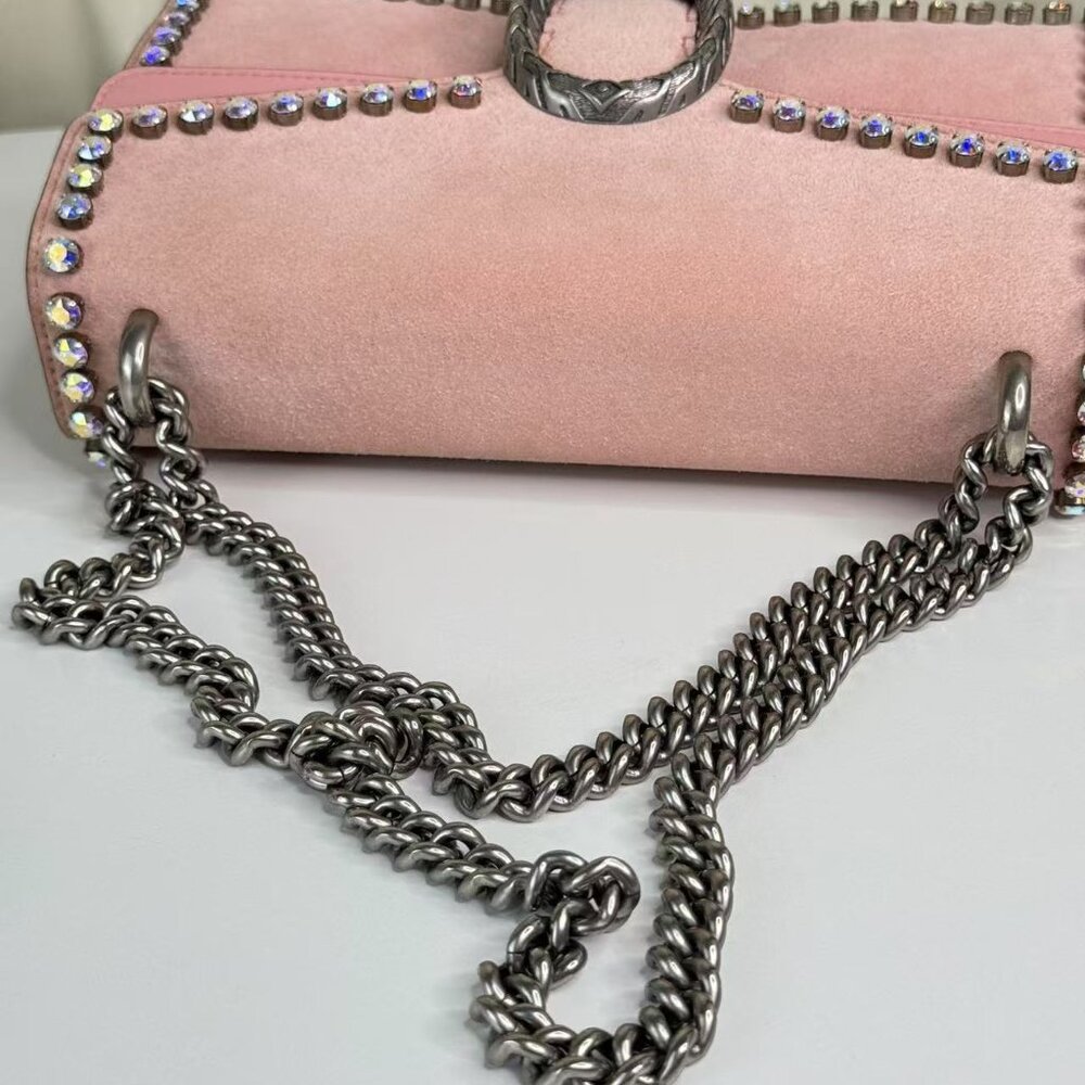 Gucci Pink Velvet Medium Dionysus Shoulder Bag with Crystal Embellishments - Picture 8 of 9